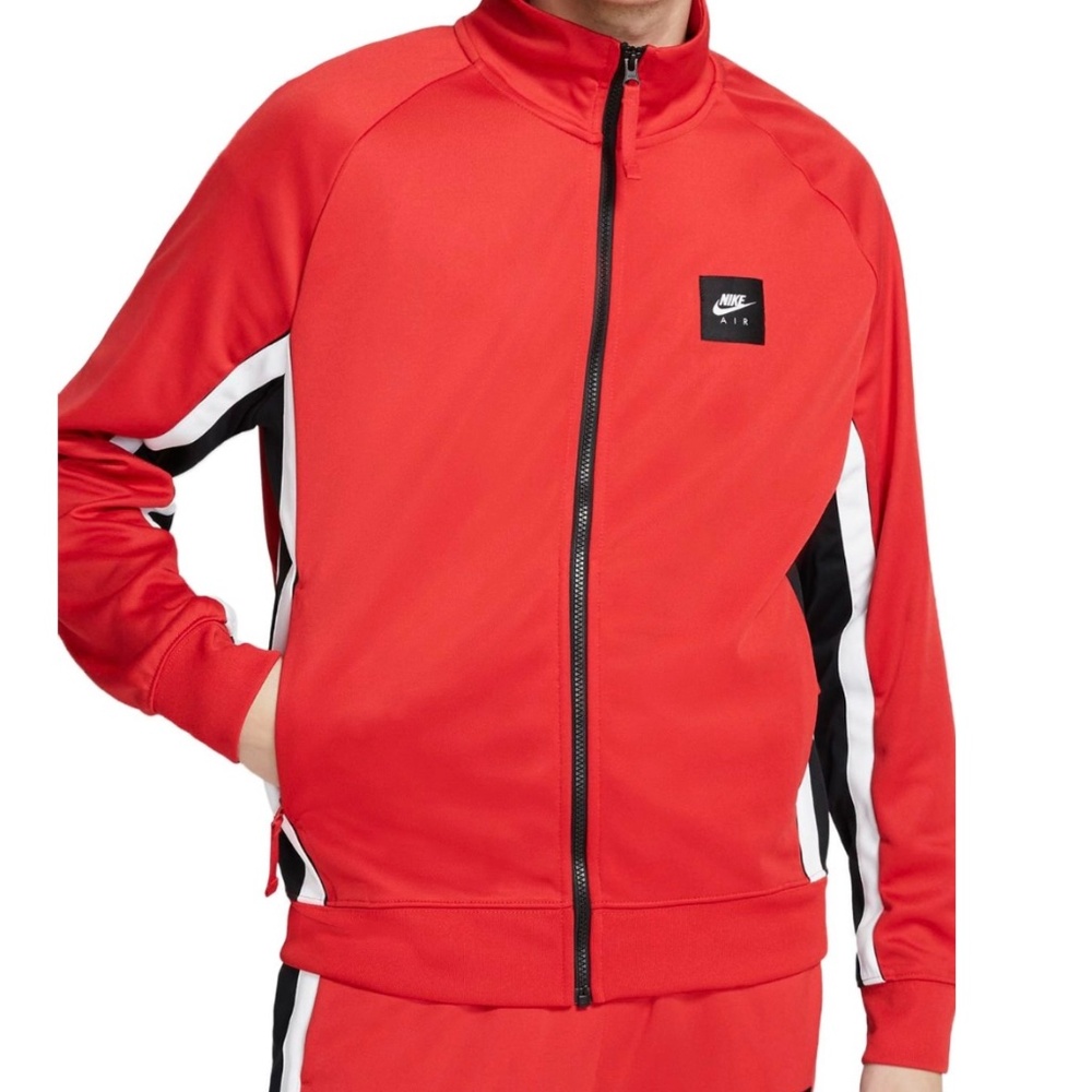 NIKE AIR Sportswear, Lightweight Track Jacket, Sewn Text, Red-Black-White, L